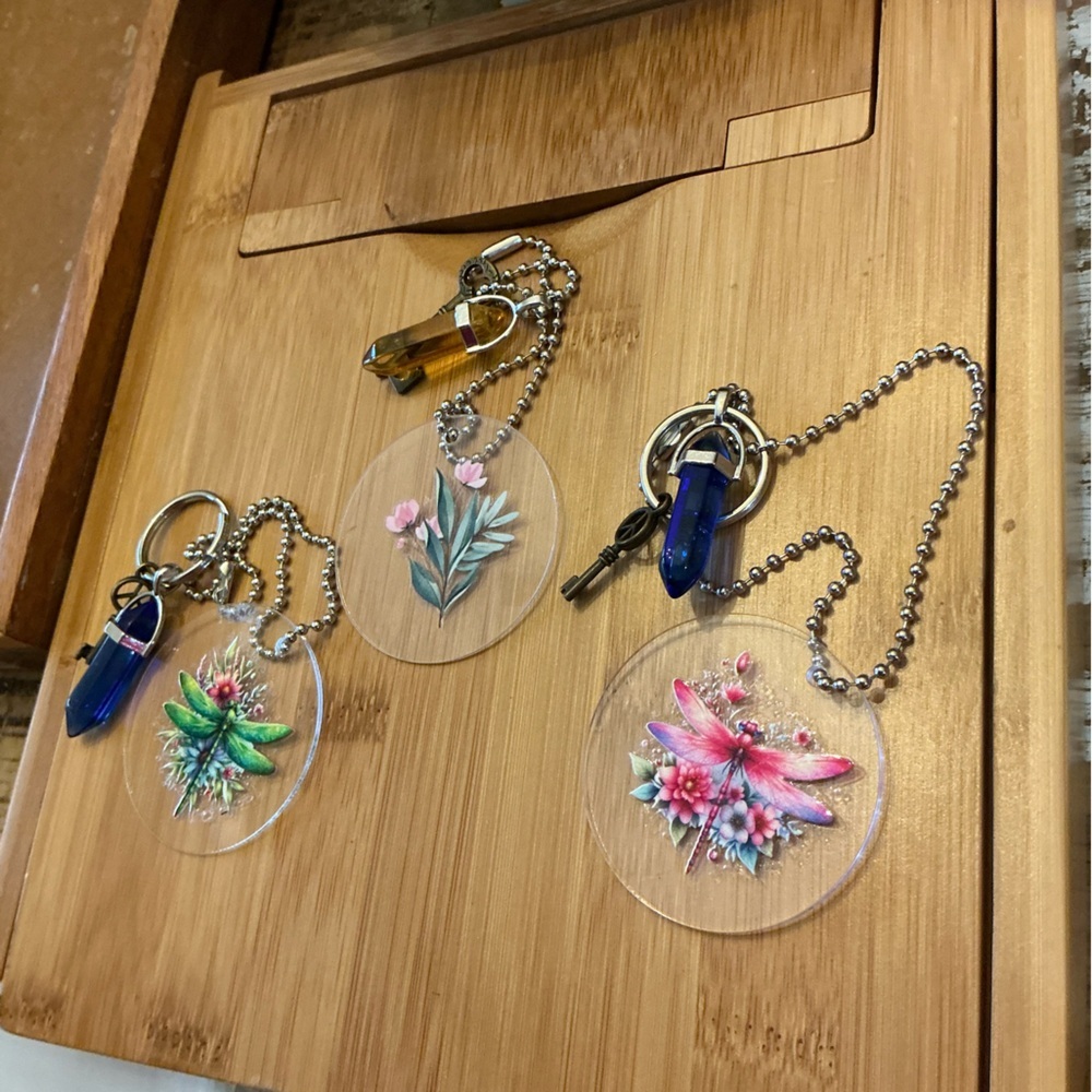 Set of 3 handmade rearview mirror hangars.  Chain is 10”